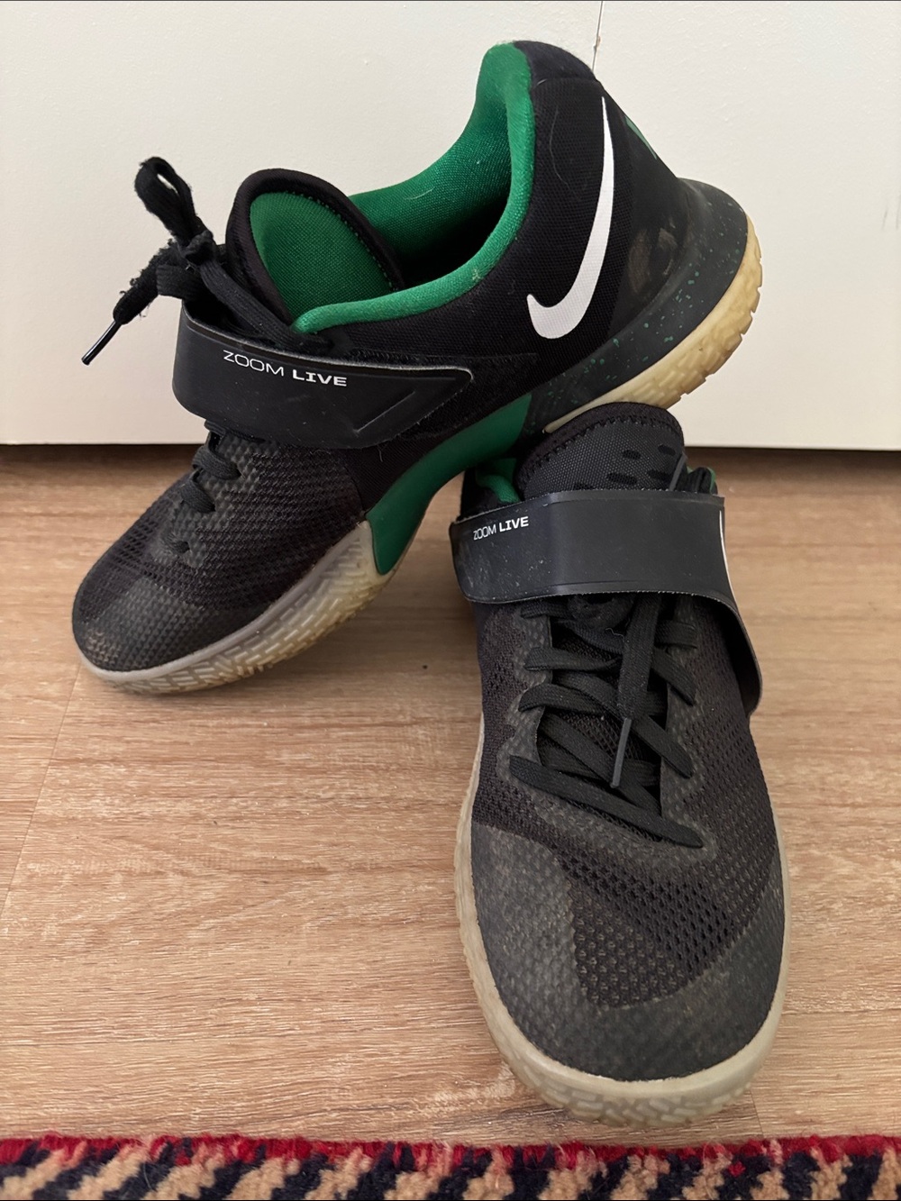 Nike Black Athletic Shoes with Green Interior - Picture 4 of 5
